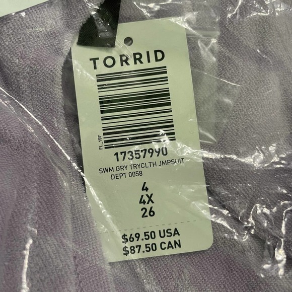 Torrid NWT Henley Jumpsuit Cover Up Terry Lilac Swimsuit Cover Up Size 4X Purple - Picture 7 of 7
